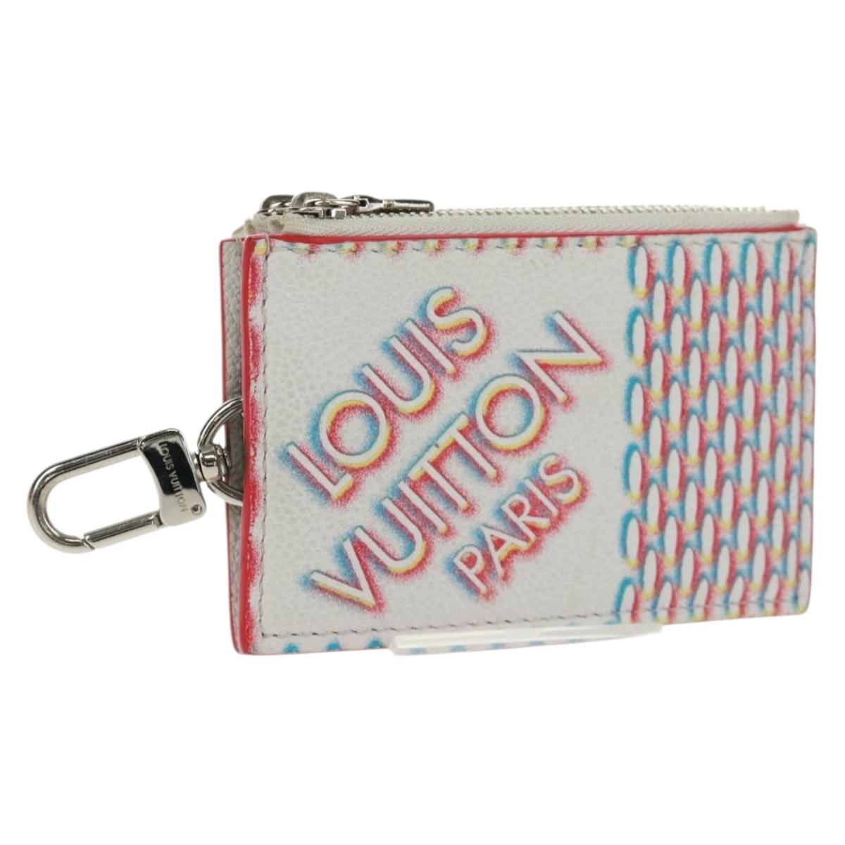 LOUIS VUITTON Damier Spray Double Zip Card Holder White M81430 LV Auth 166392M