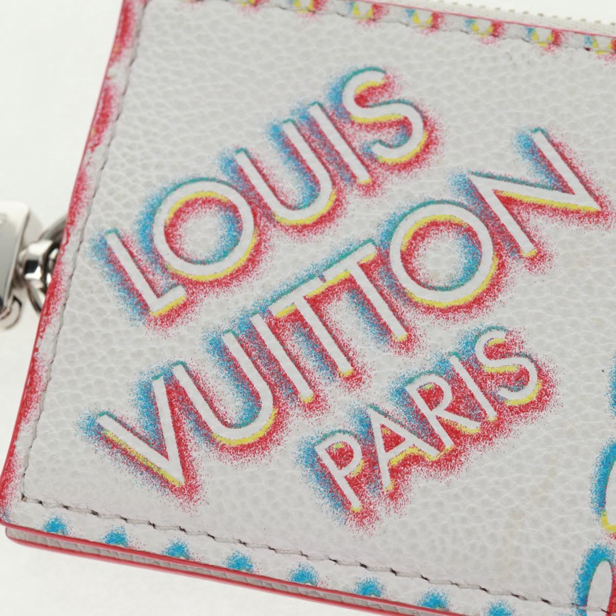 LOUIS VUITTON Damier Spray Double Zip Card Holder White M81430 LV Auth 166392M