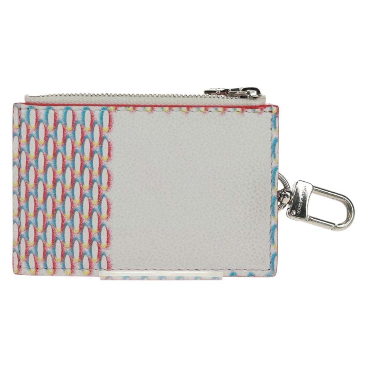 LOUIS VUITTON Damier Spray Double Zip Card Holder White M81430 LV Auth 166392M