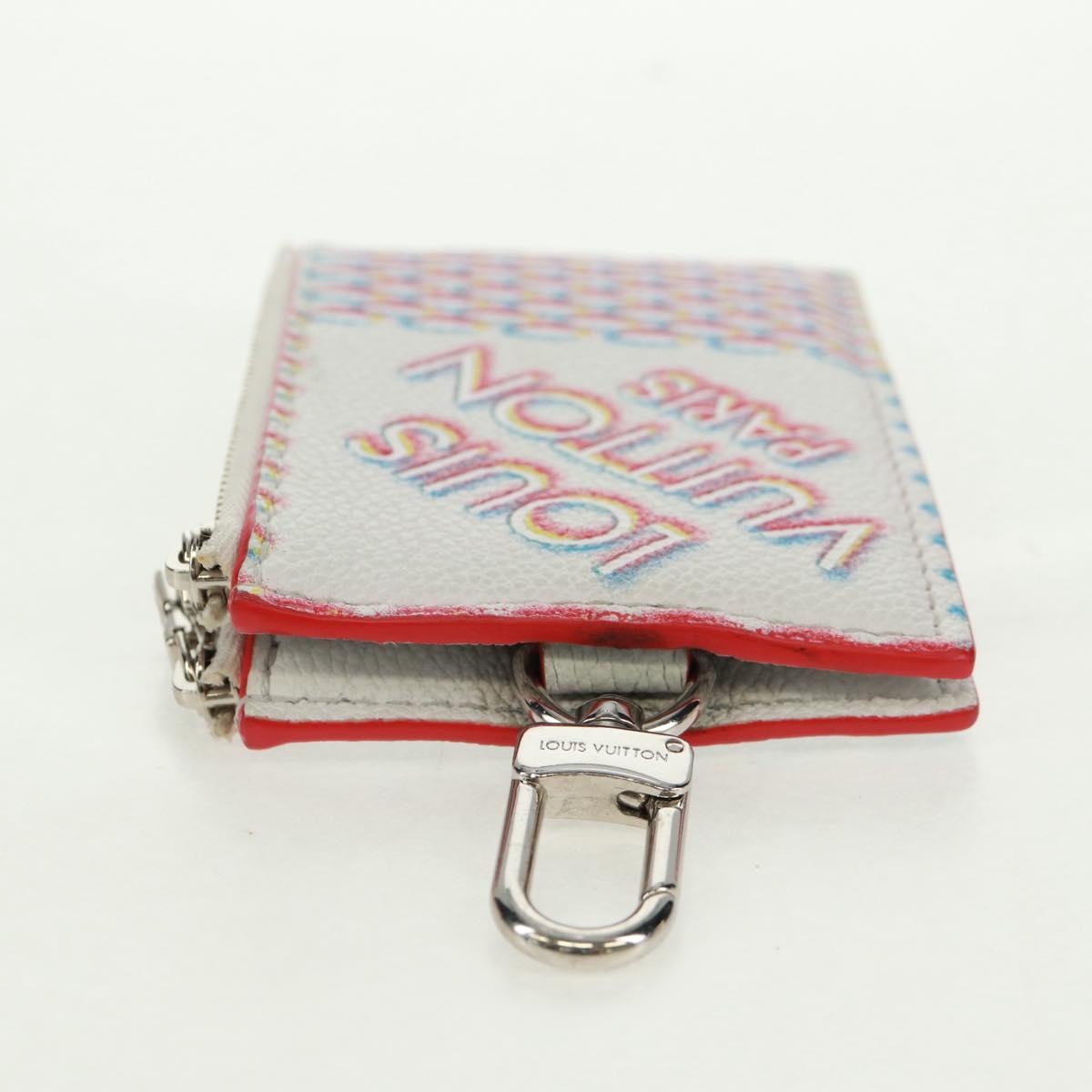 LOUIS VUITTON Damier Spray Double Zip Card Holder White M81430 LV Auth 166392M