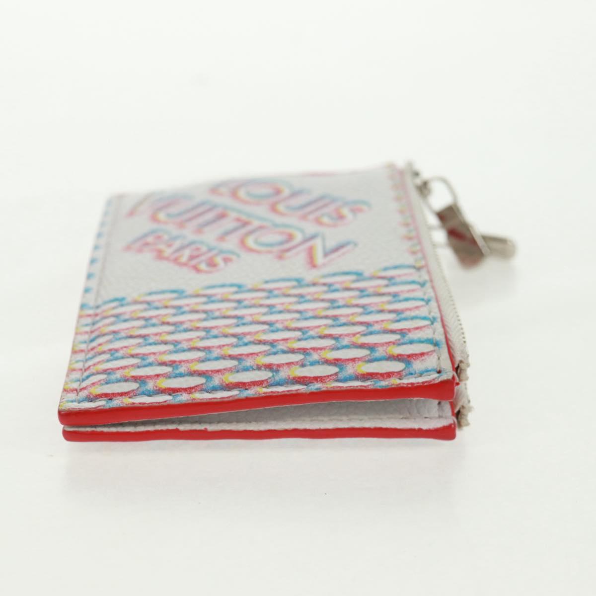 LOUIS VUITTON Damier Spray Double Zip Card Holder White M81430 LV Auth 166392M