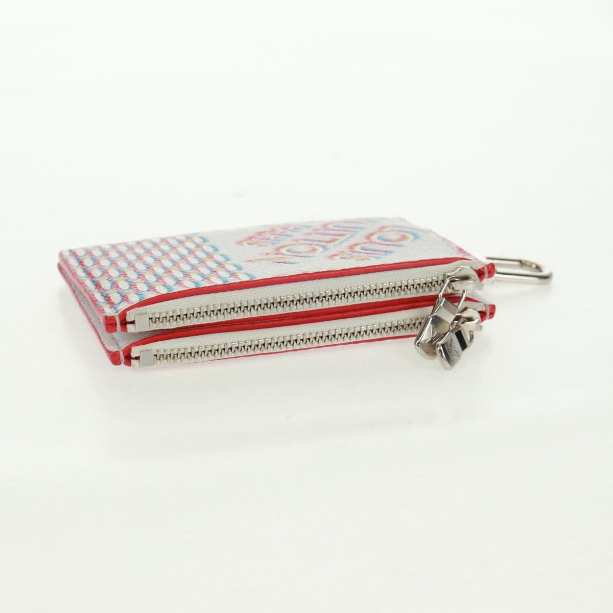 LOUIS VUITTON Damier Spray Double Zip Card Holder White M81430 LV Auth 166392M