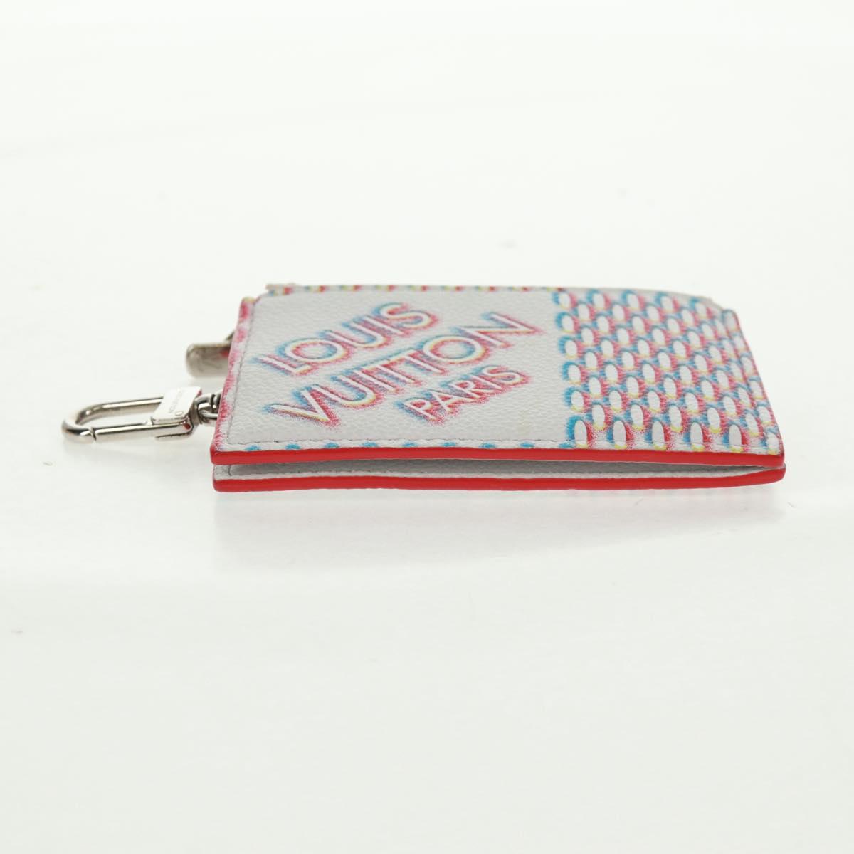 LOUIS VUITTON Damier Spray Double Zip Card Holder White M81430 LV Auth 166392M