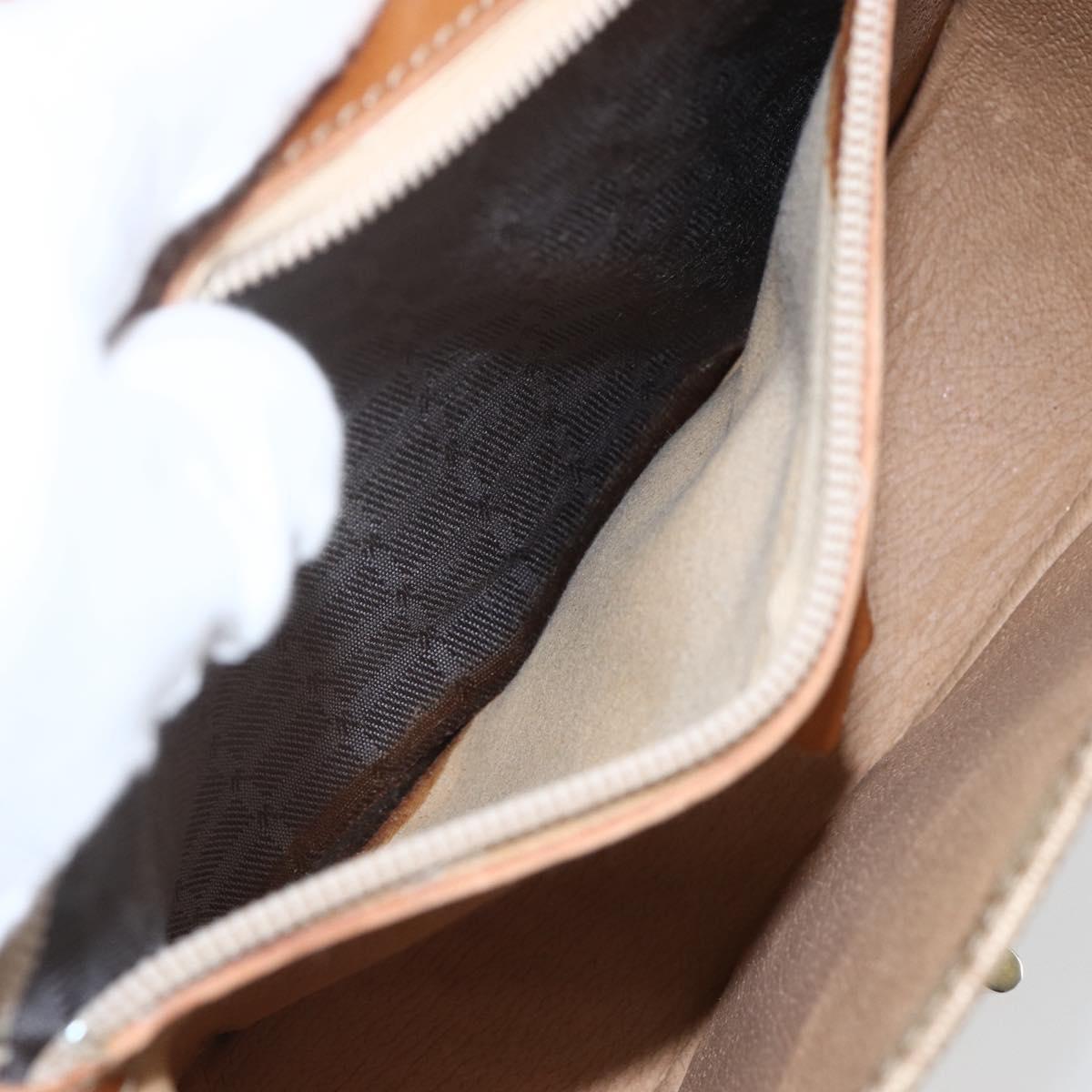 CELINE Macadam Canvas Shoulder Bag PVC Beige Gold Auth 166396
