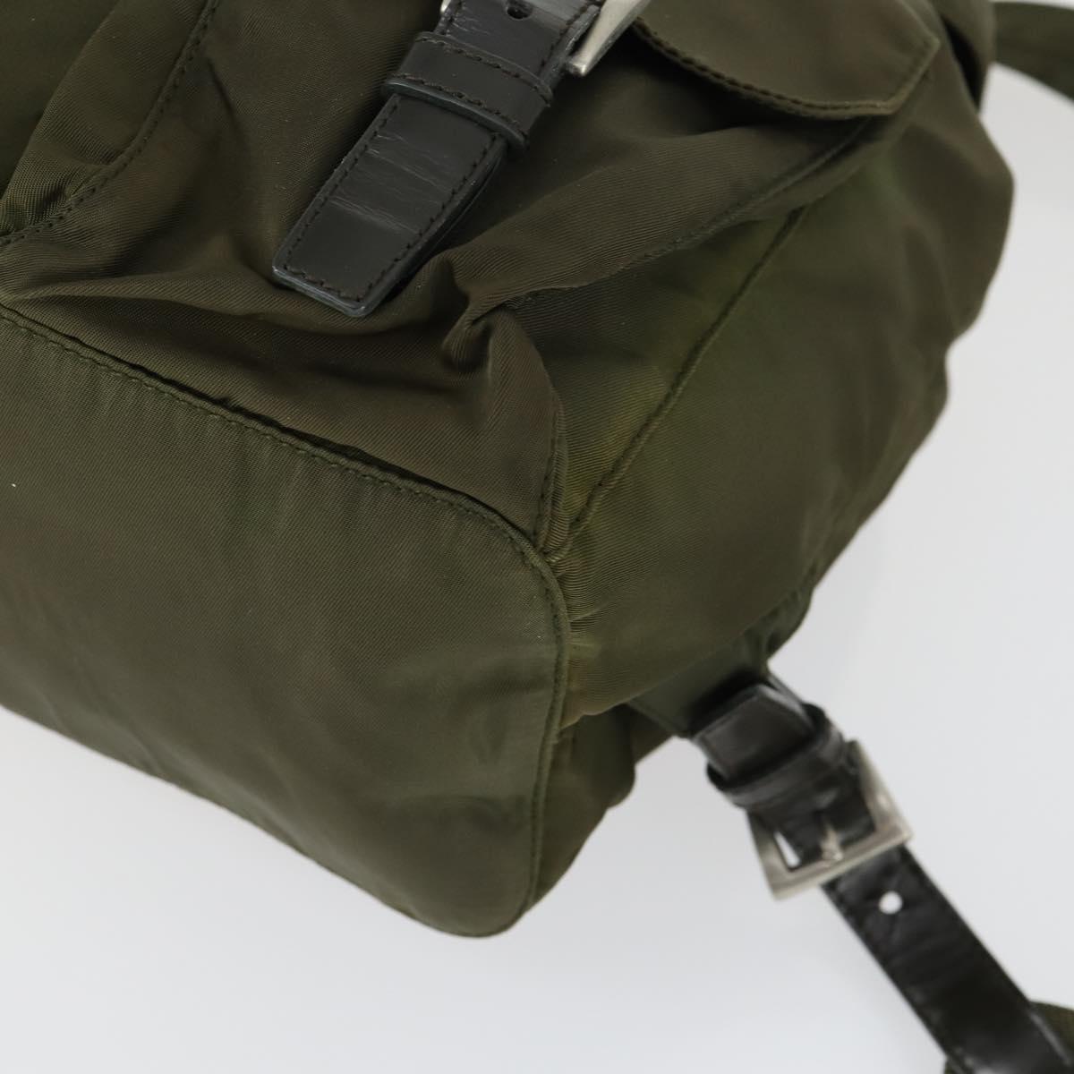 PRADA Backpack Nylon Khaki Silver Auth 166398