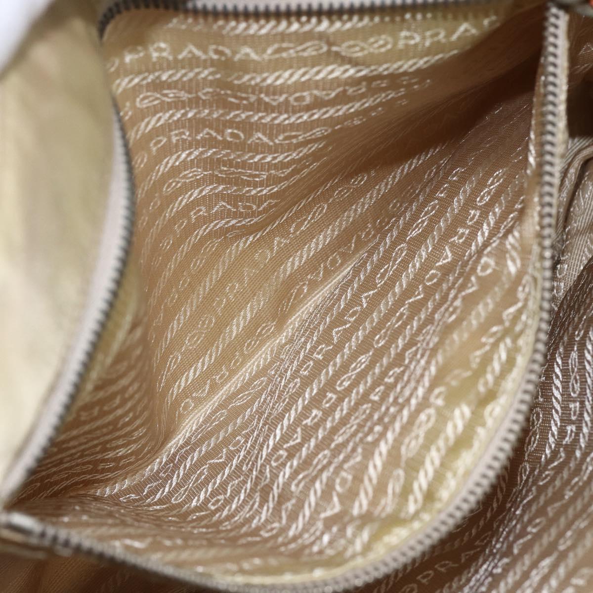 PRADA Tote Bag Nylon Ivory Silver Auth 166401