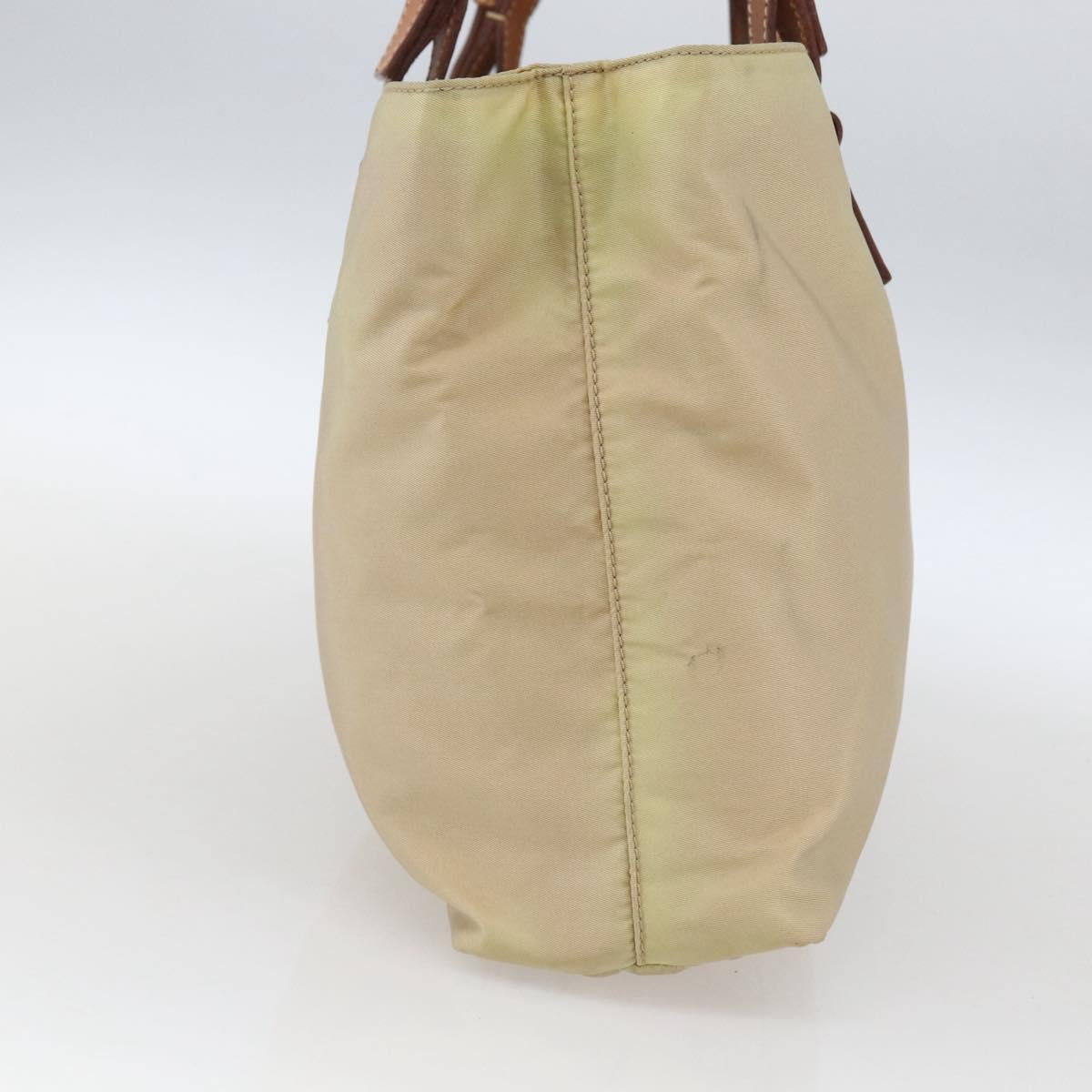 PRADA Tote Bag Nylon Ivory Silver Auth 166401