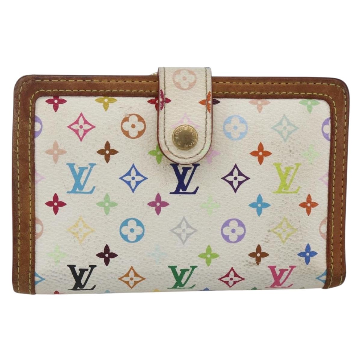 LOUIS VUITTON Multicolor Portefeuille Viennois Wallet White M92987 Auth 166405