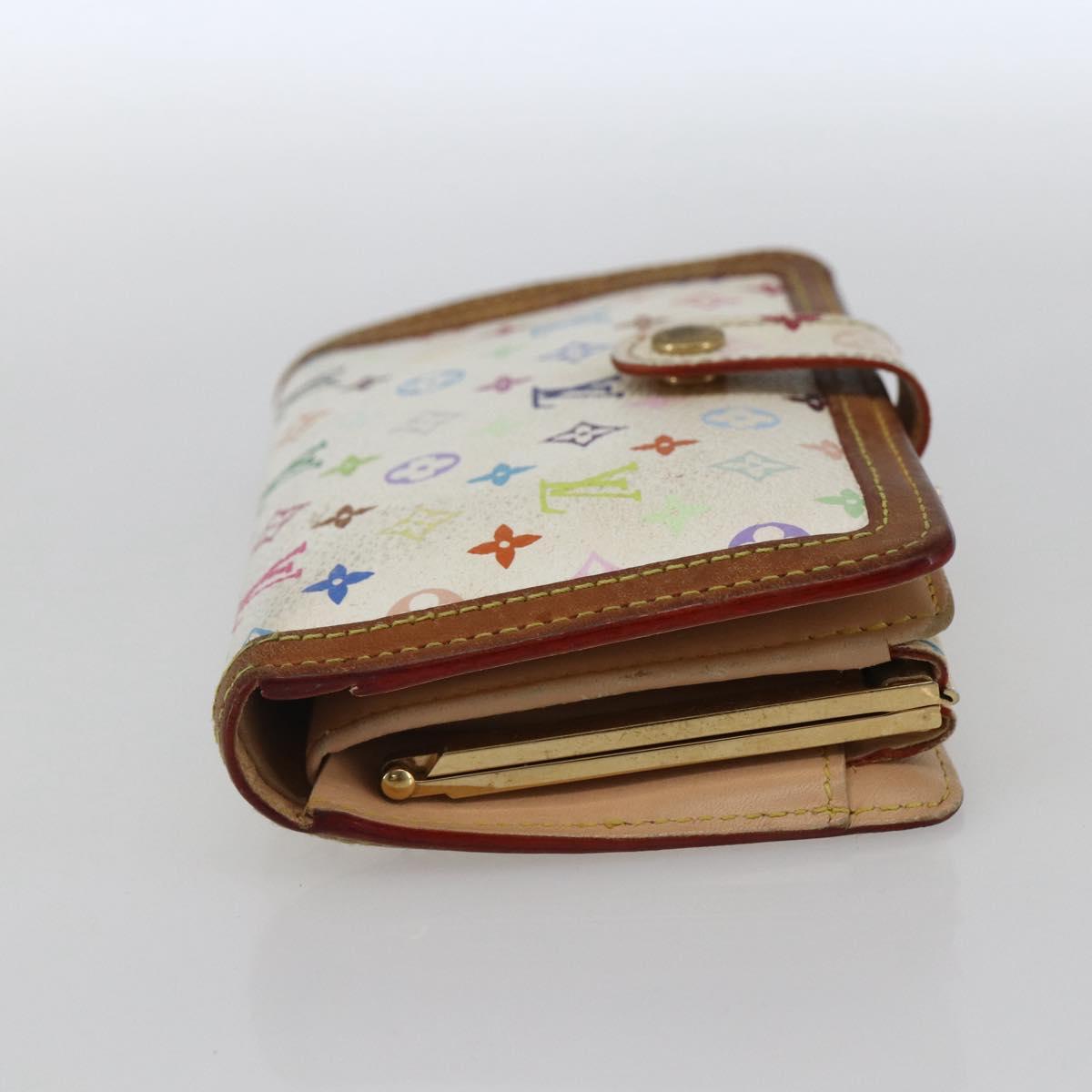 LOUIS VUITTON Multicolor Portefeuille Viennois Wallet White M92987 Auth 166405