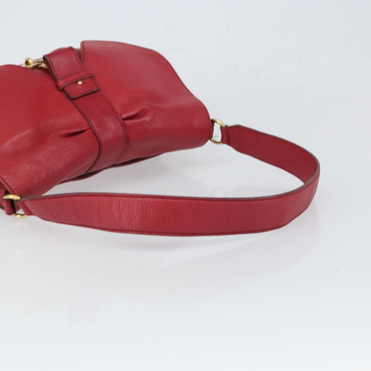 Salvatore Ferragamo Gancini Shoulder Bag Leather Red Gold Auth 166427