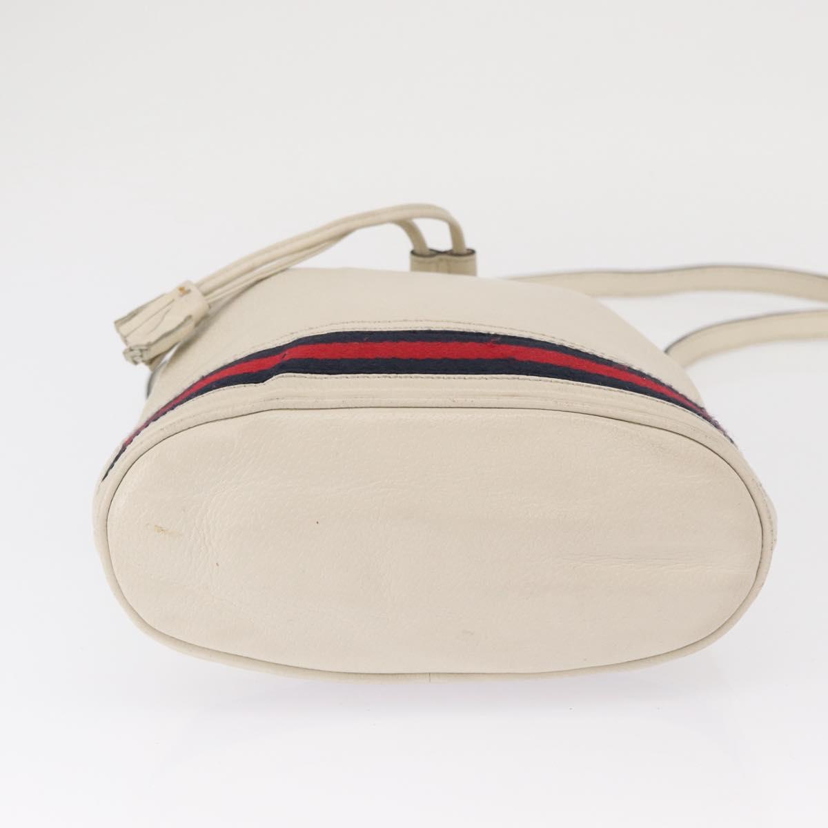 GUCCI Sherry Line GG Marmont Bag Leather 2way White Gold 610846 Auth 166430