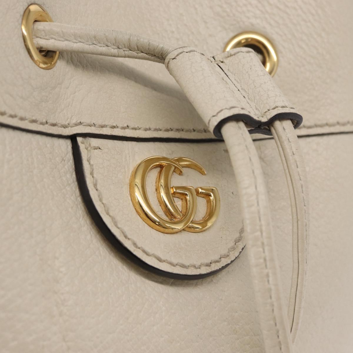 GUCCI Sherry Line GG Marmont Bag Leather 2way White Gold 610846 Auth 166430