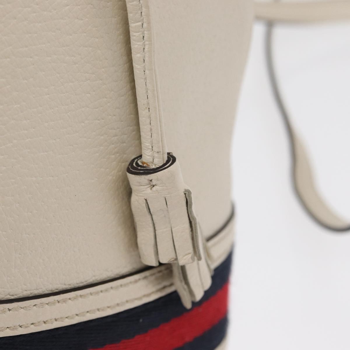 GUCCI Sherry Line GG Marmont Bag Leather 2way White Gold 610846 Auth 166430