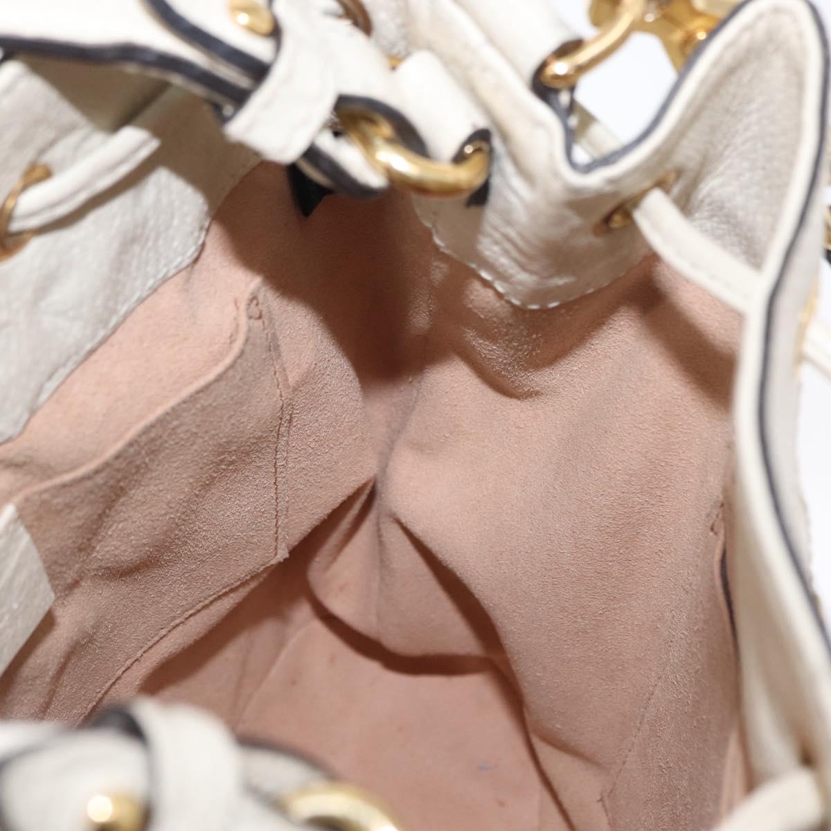 GUCCI Sherry Line GG Marmont Bag Leather 2way White Gold 610846 Auth 166430