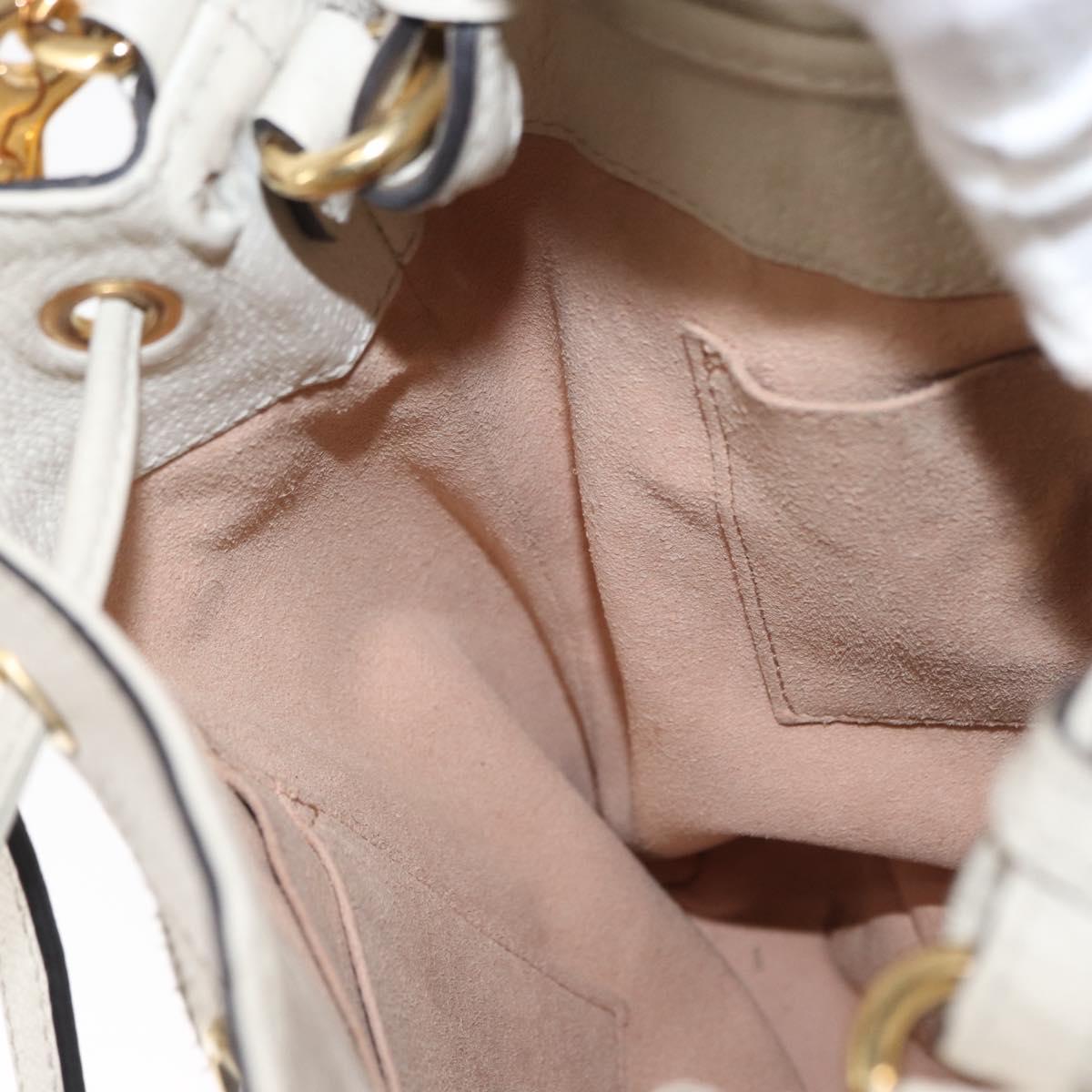 GUCCI Sherry Line GG Marmont Bag Leather 2way White Gold 610846 Auth 166430