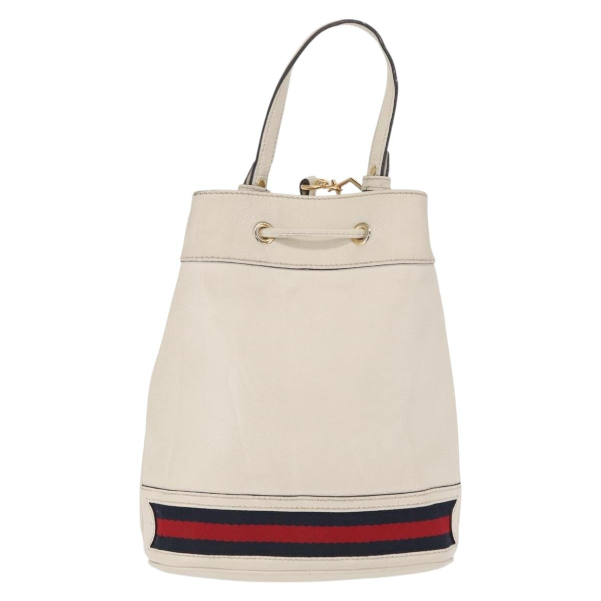 GUCCI Sherry Line GG Marmont Bag Leather 2way White Gold 610846 Auth 166430