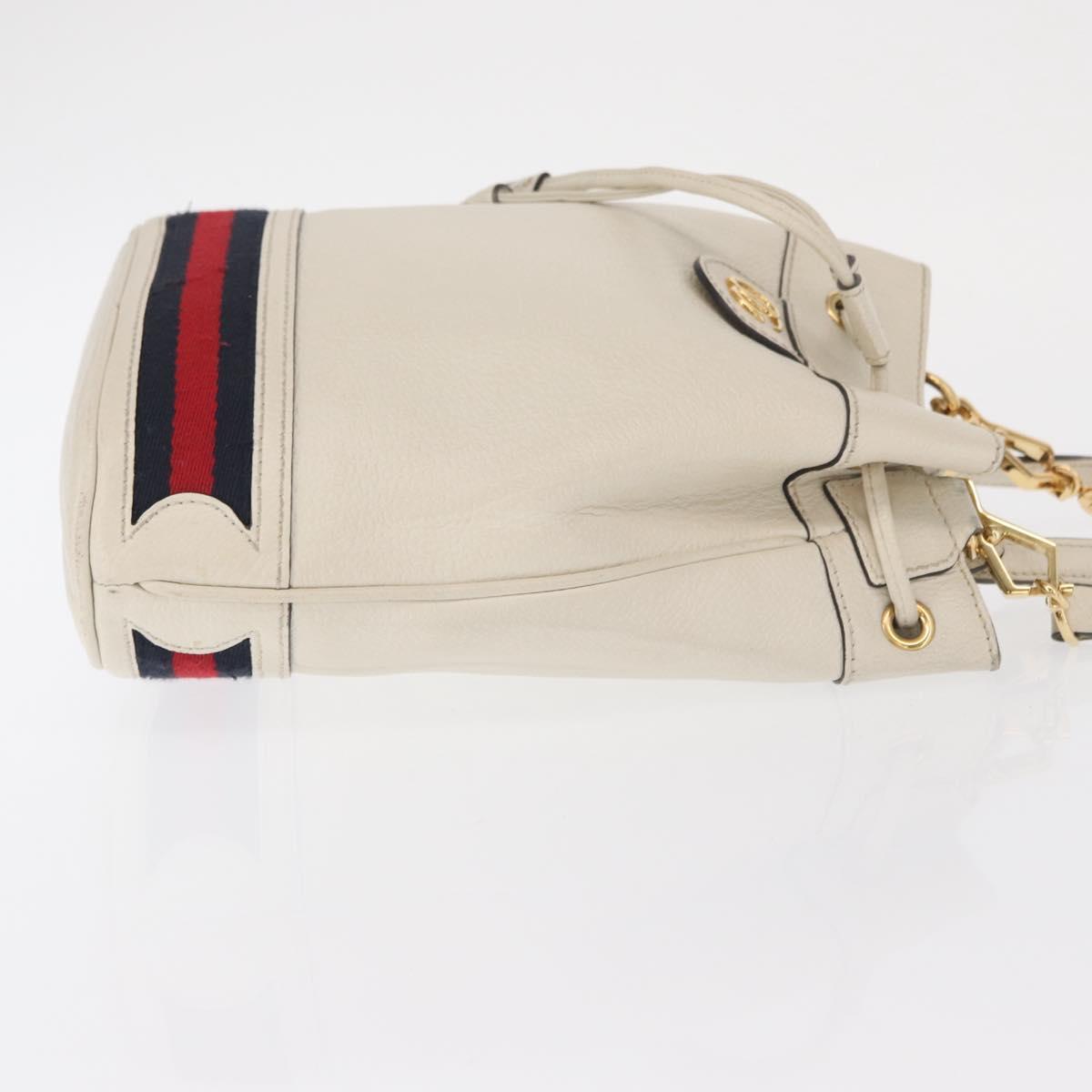 GUCCI Sherry Line GG Marmont Bag Leather 2way White Gold 610846 Auth 166430