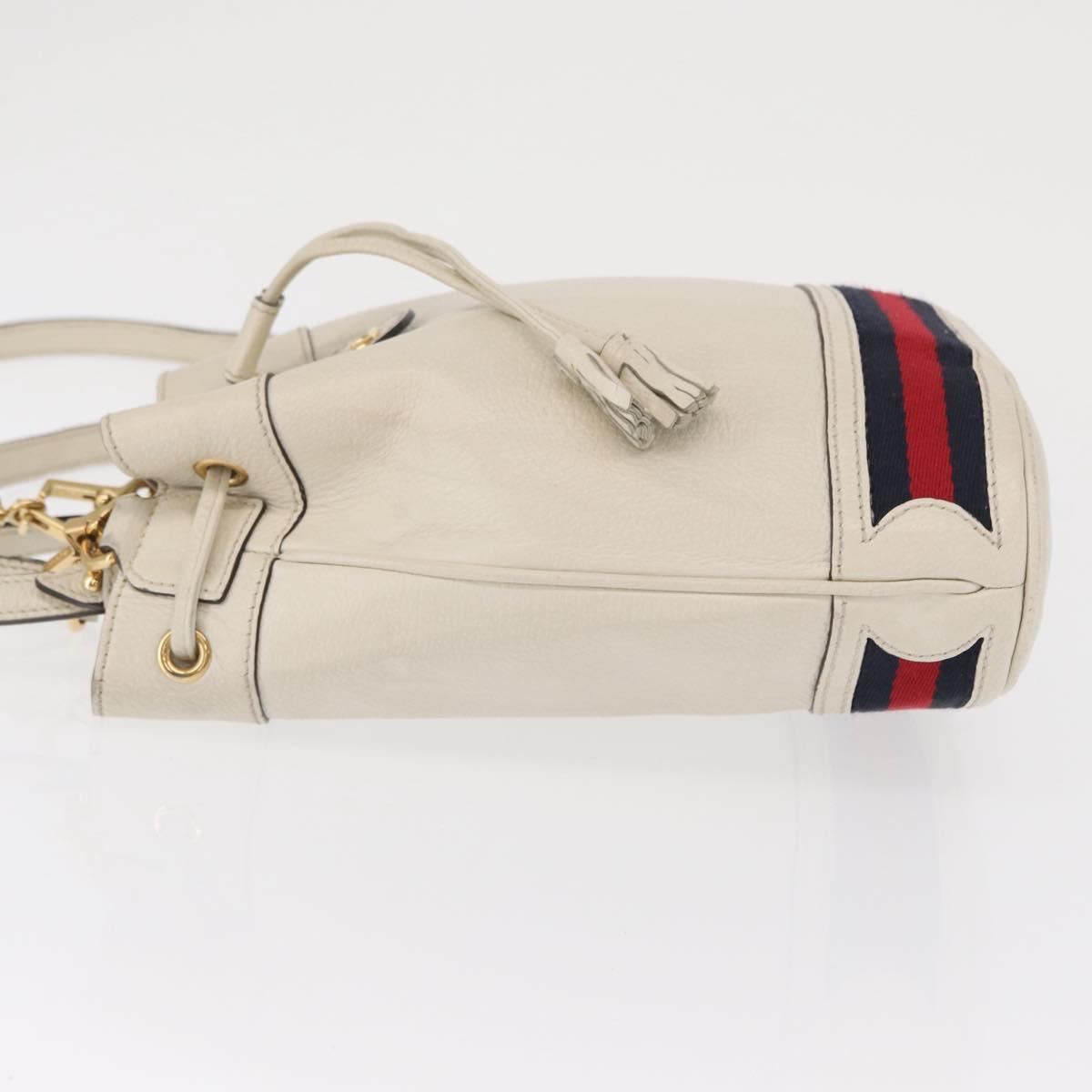 GUCCI Sherry Line GG Marmont Bag Leather 2way White Gold 610846 Auth 166430