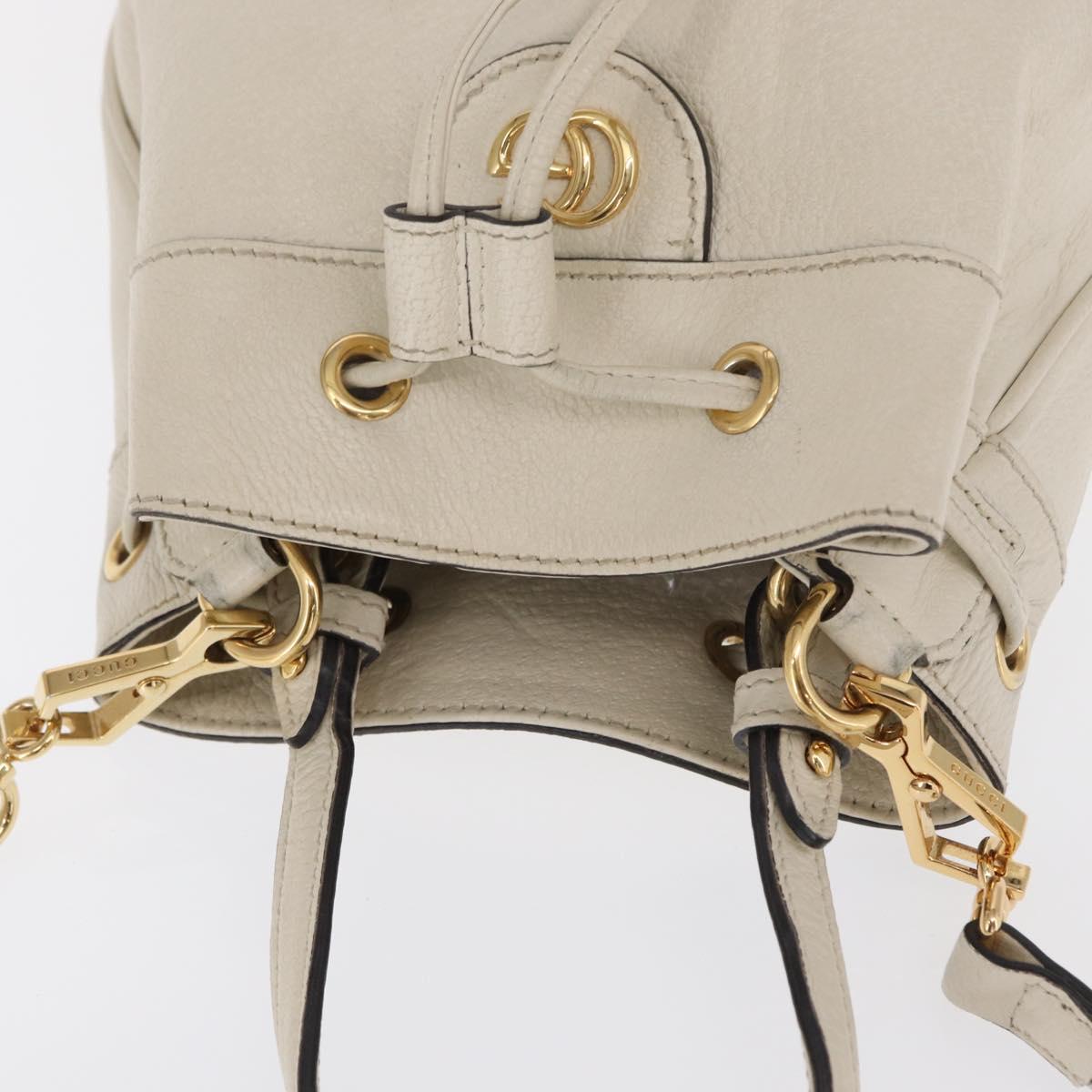 GUCCI Sherry Line GG Marmont Bag Leather 2way White Gold 610846 Auth 166430