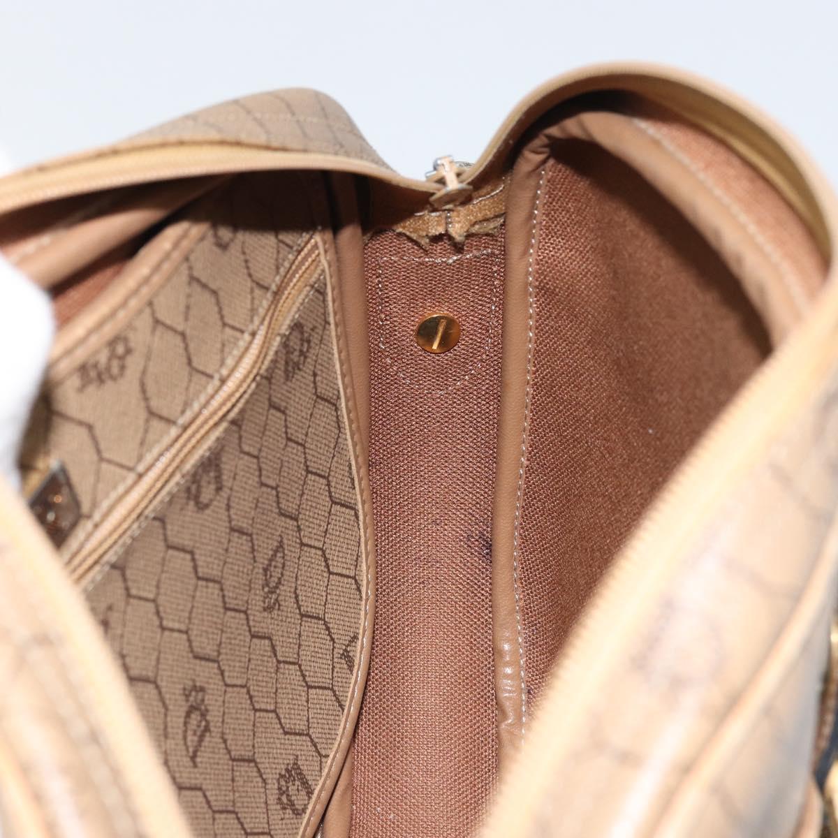 Christian Dior Honeycomb Canvas Shoulder Bag PVC Beige Gold Auth 166431
