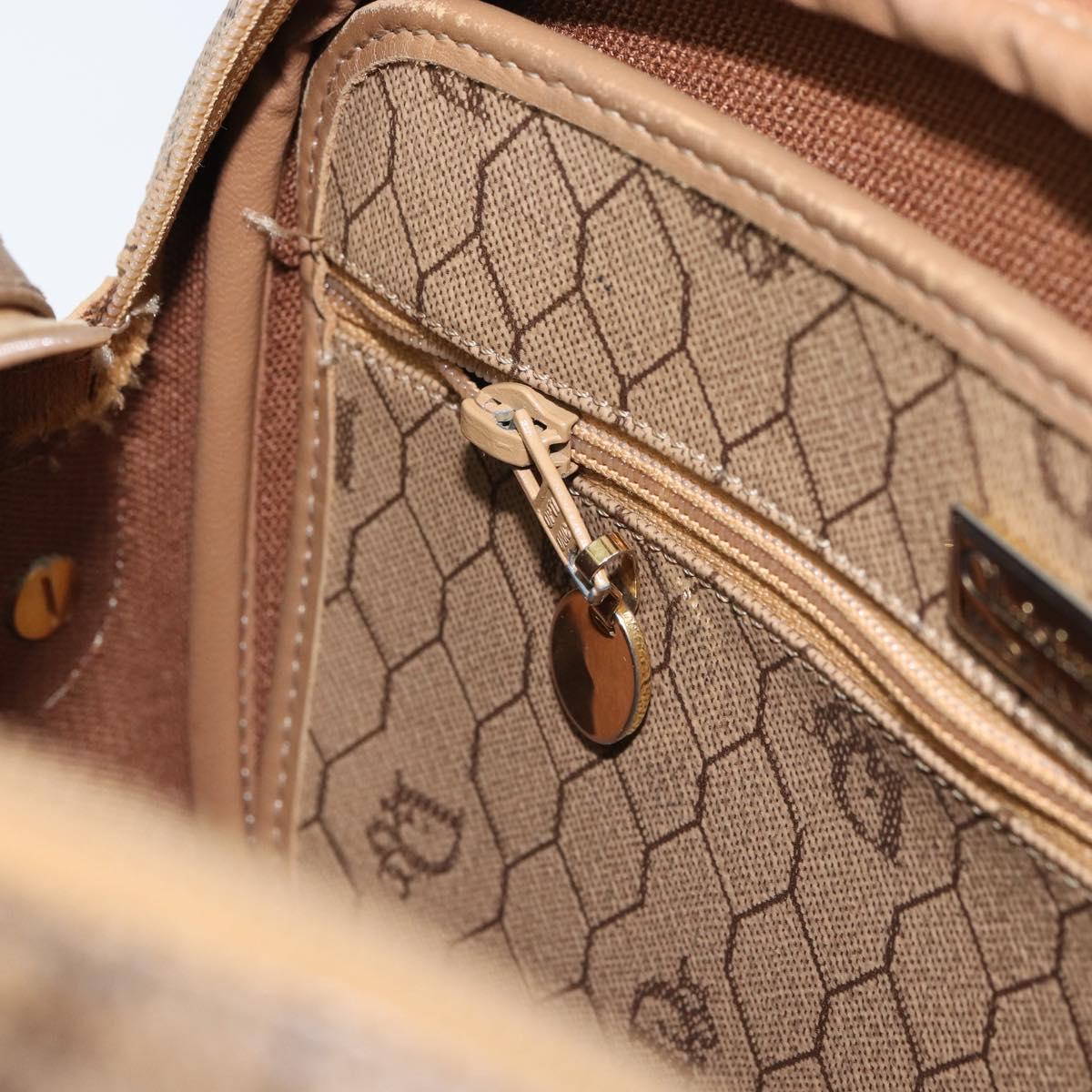 Christian Dior Honeycomb Canvas Shoulder Bag PVC Beige Gold Auth 166431