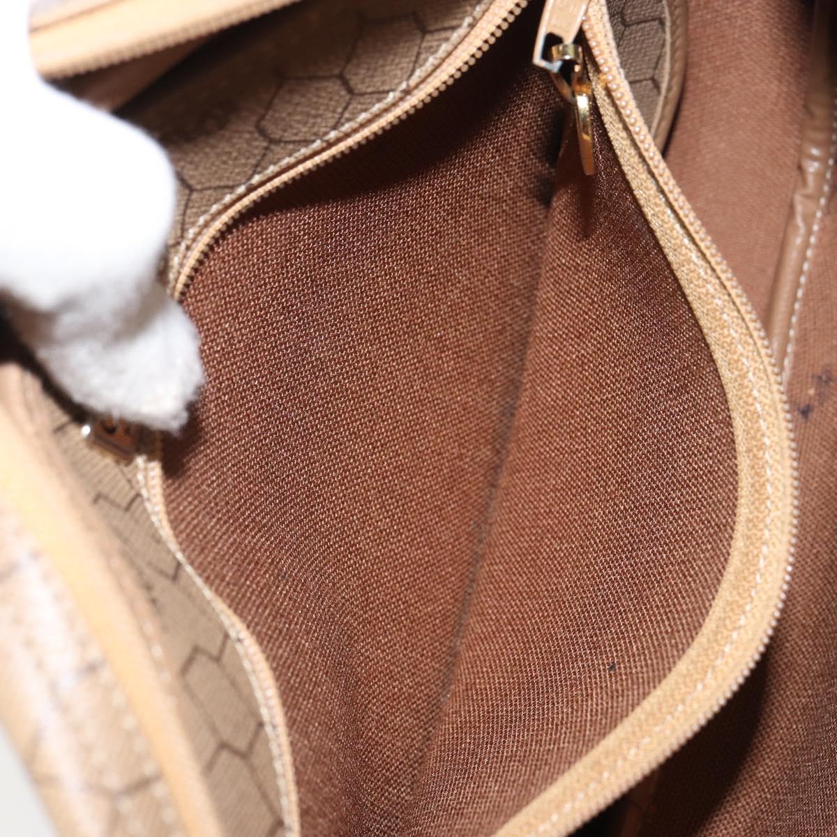 Christian Dior Honeycomb Canvas Shoulder Bag PVC Beige Gold Auth 166431