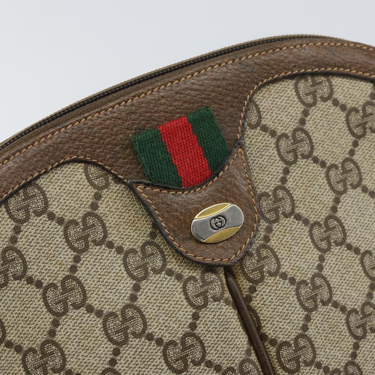 GUCCI GG Supreme Web Sherry Line Bag PVC Beige Gold 904 02 047 Auth 166437
