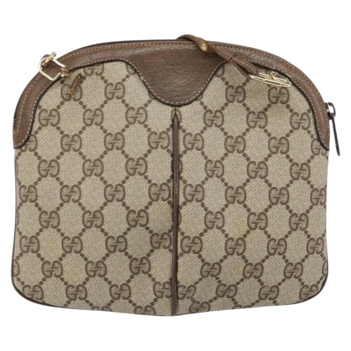 GUCCI GG Supreme Web Sherry Line Bag PVC Beige Gold 904 02 047 Auth 166437