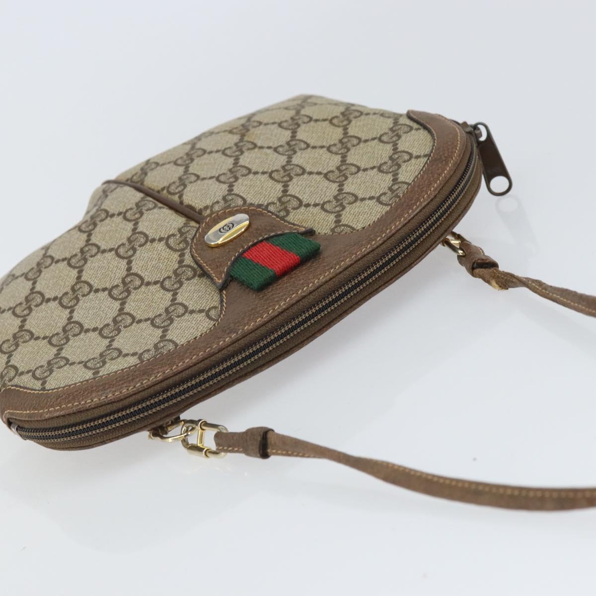 GUCCI GG Supreme Web Sherry Line Bag PVC Beige Gold 904 02 047 Auth 166437