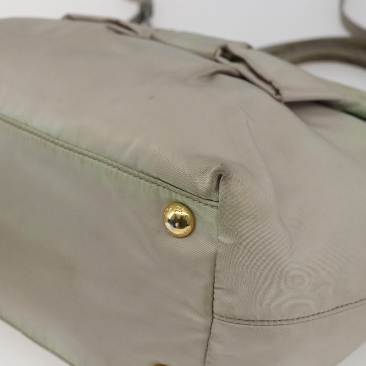 PRADA Hand Bag Nylon 2way Ivory Gold Auth 166443
