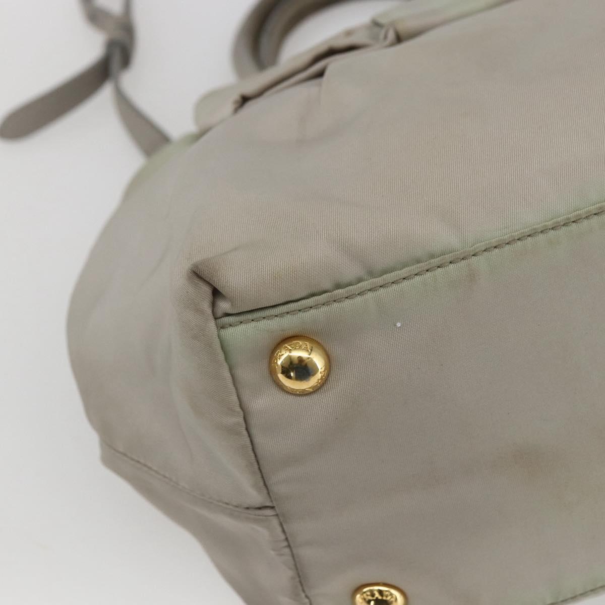 PRADA Hand Bag Nylon 2way Ivory Gold Auth 166443