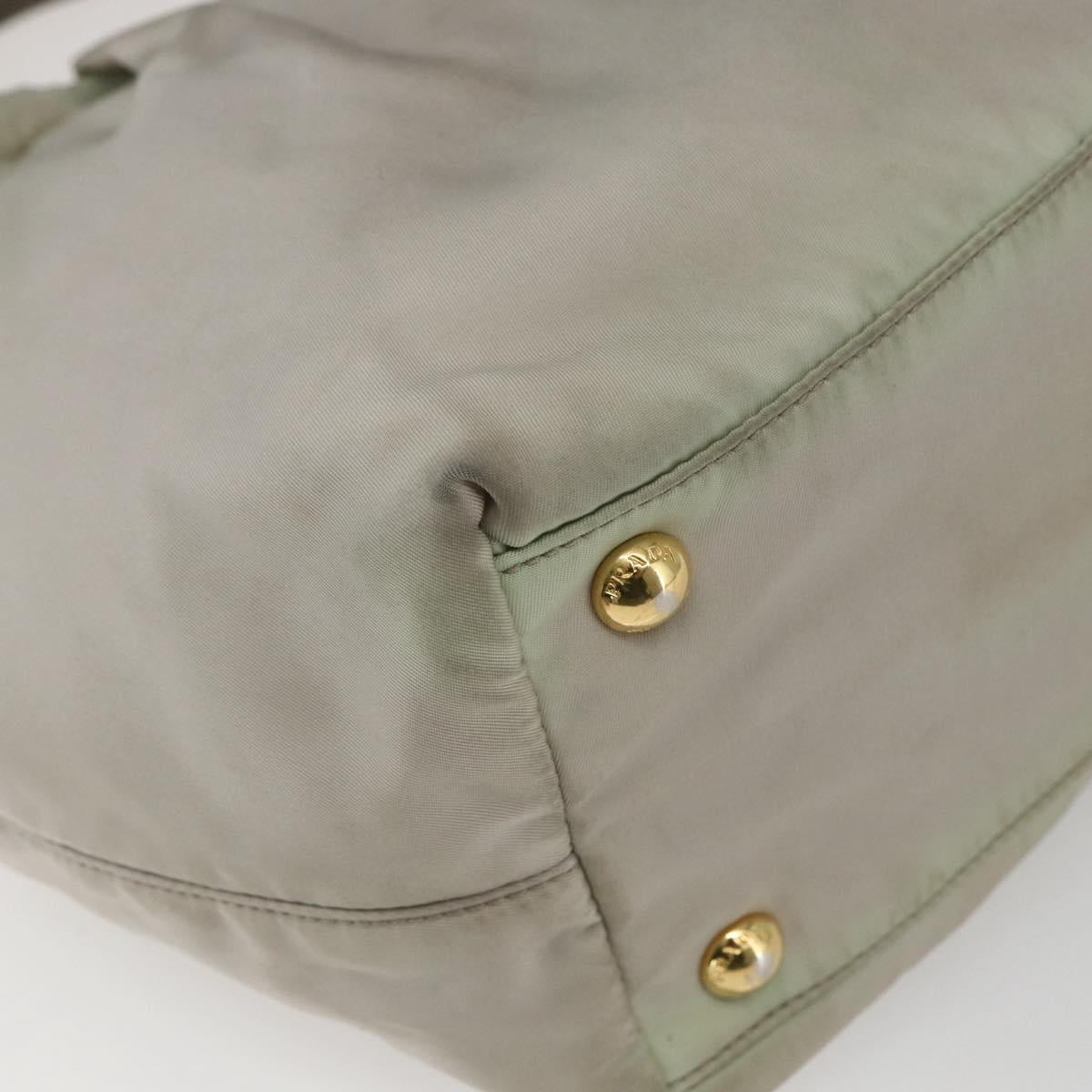 PRADA Hand Bag Nylon 2way Ivory Gold Auth 166443