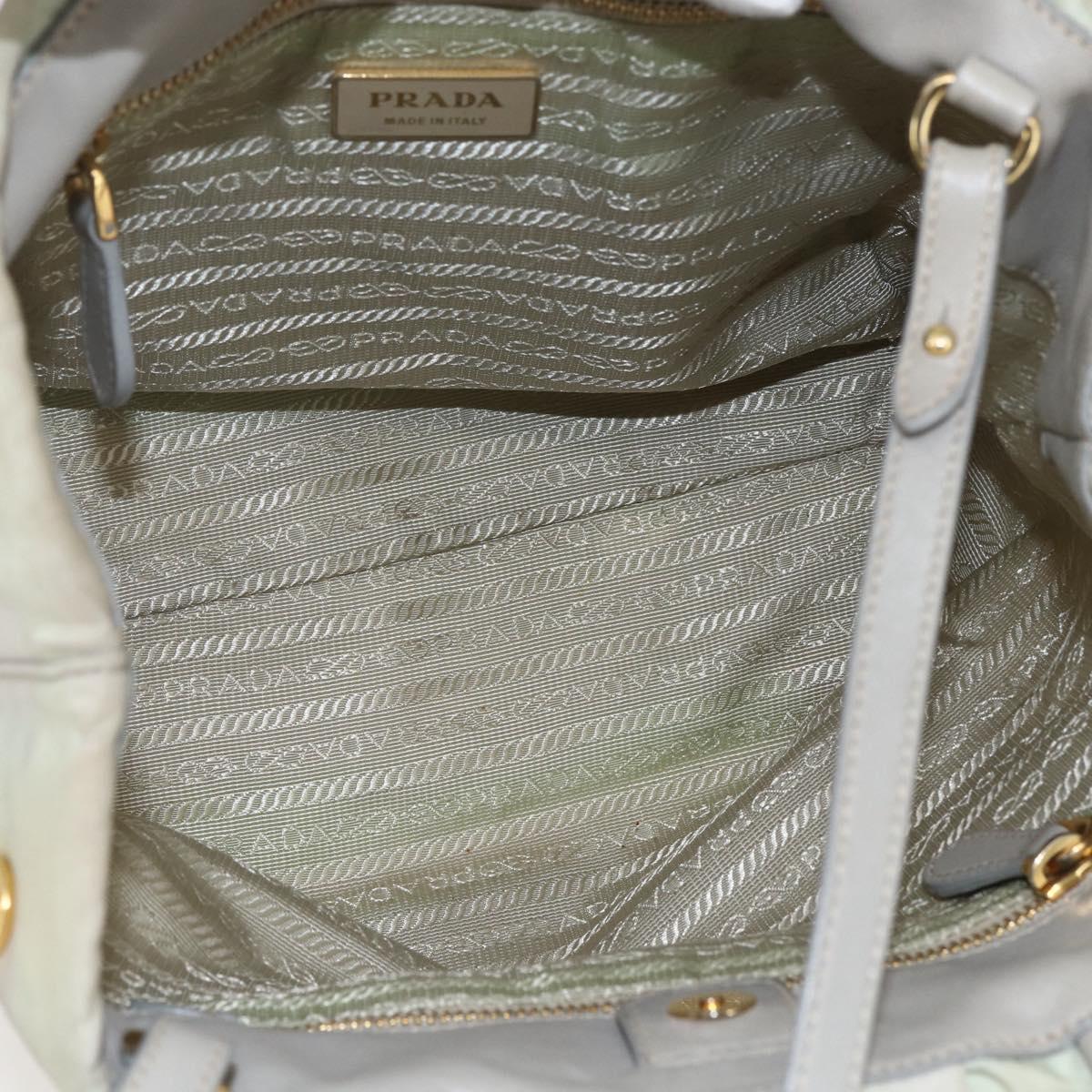 PRADA Hand Bag Nylon 2way Ivory Gold Auth 166443