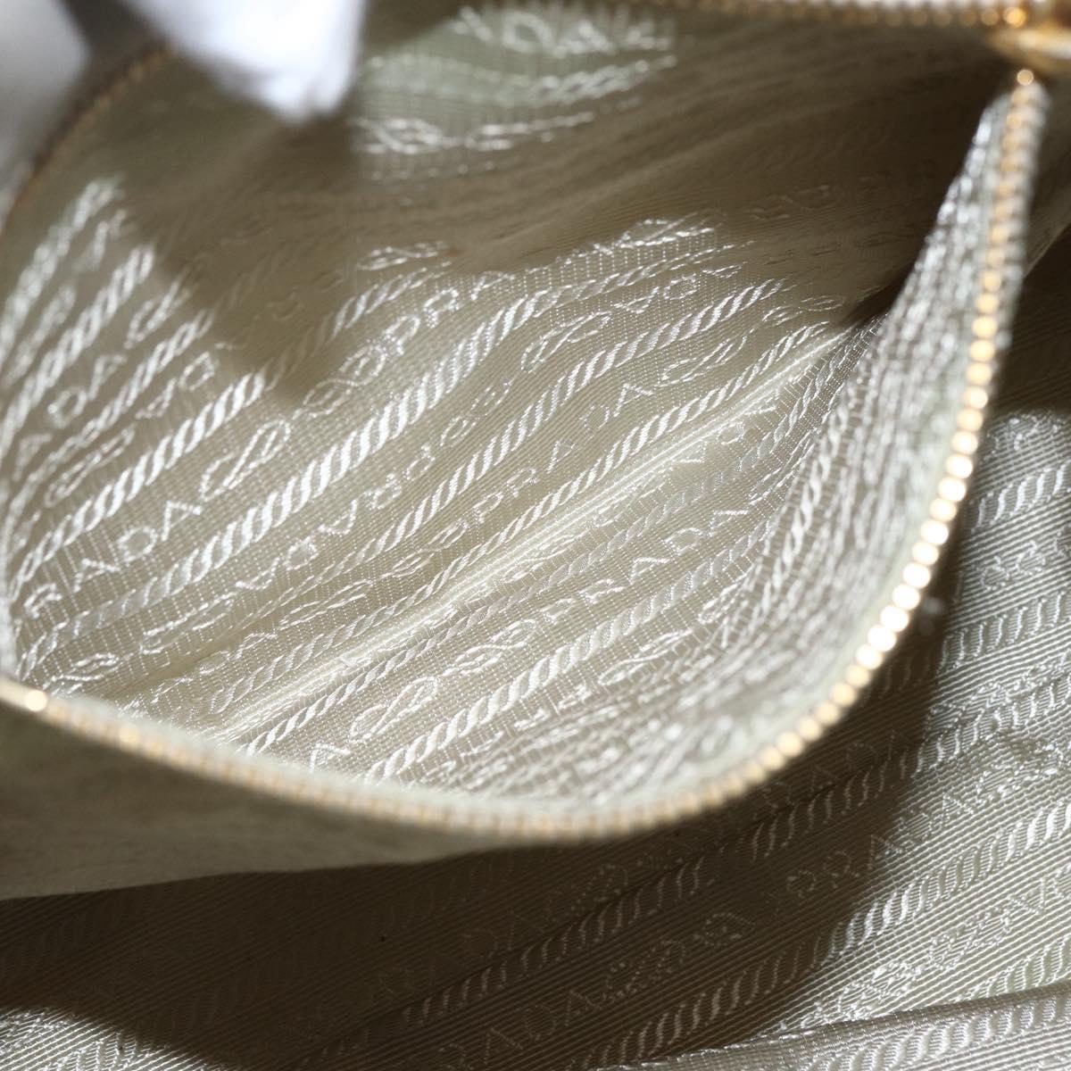 PRADA Hand Bag Nylon 2way Ivory Gold Auth 166443