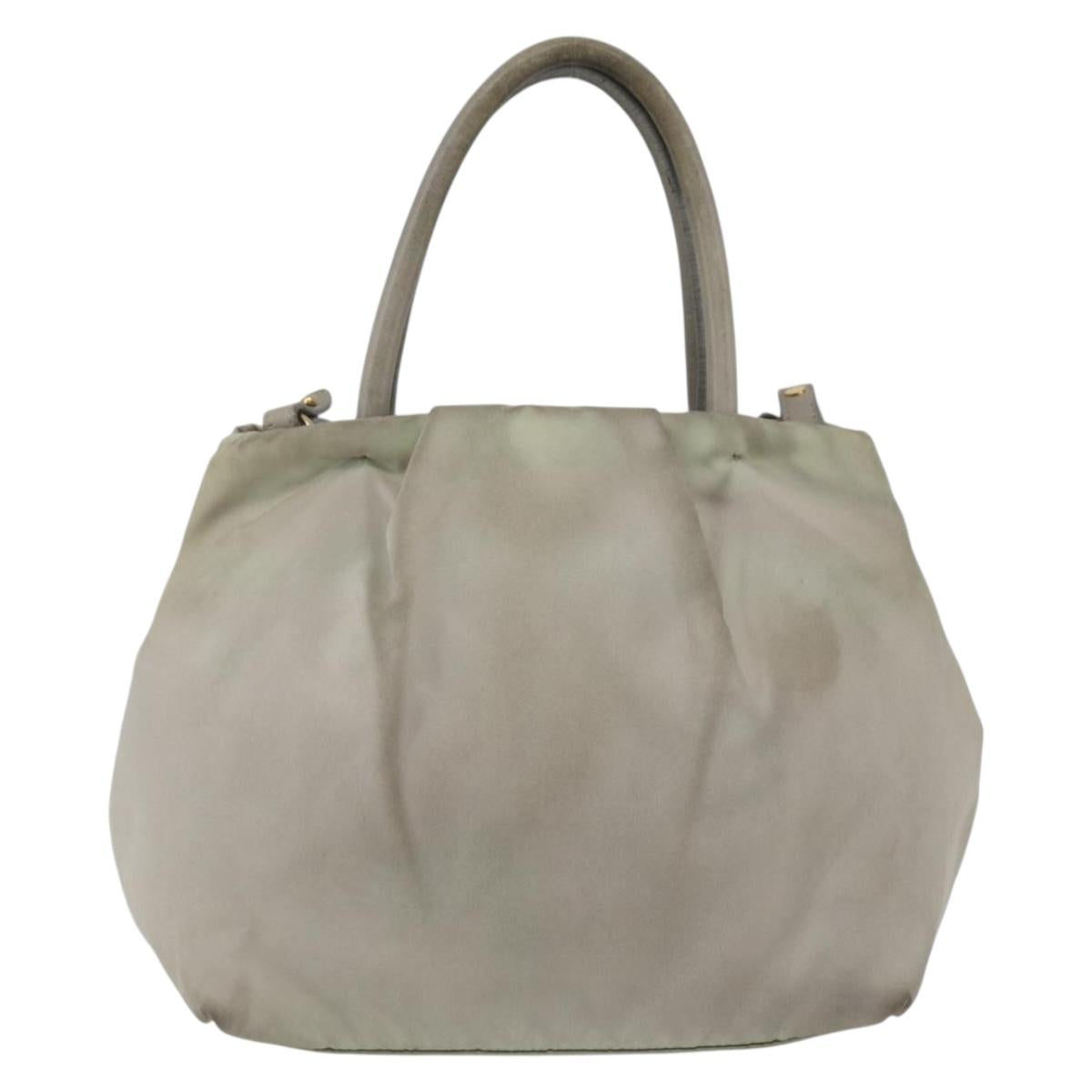 PRADA Hand Bag Nylon 2way Ivory Gold Auth 166443