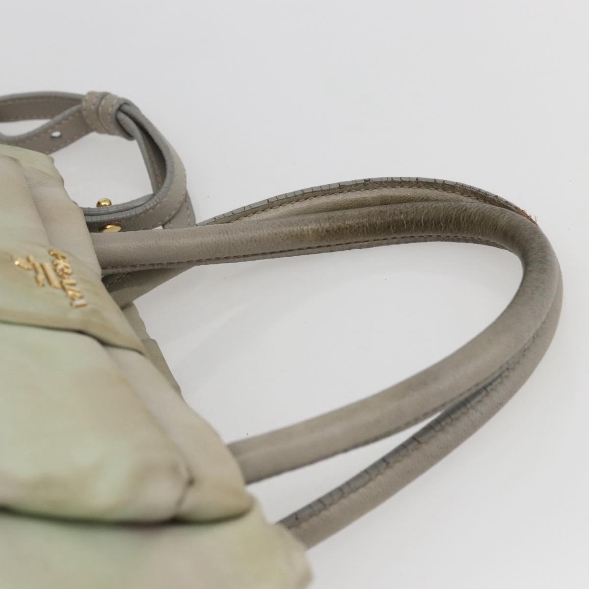 PRADA Hand Bag Nylon 2way Ivory Gold Auth 166443