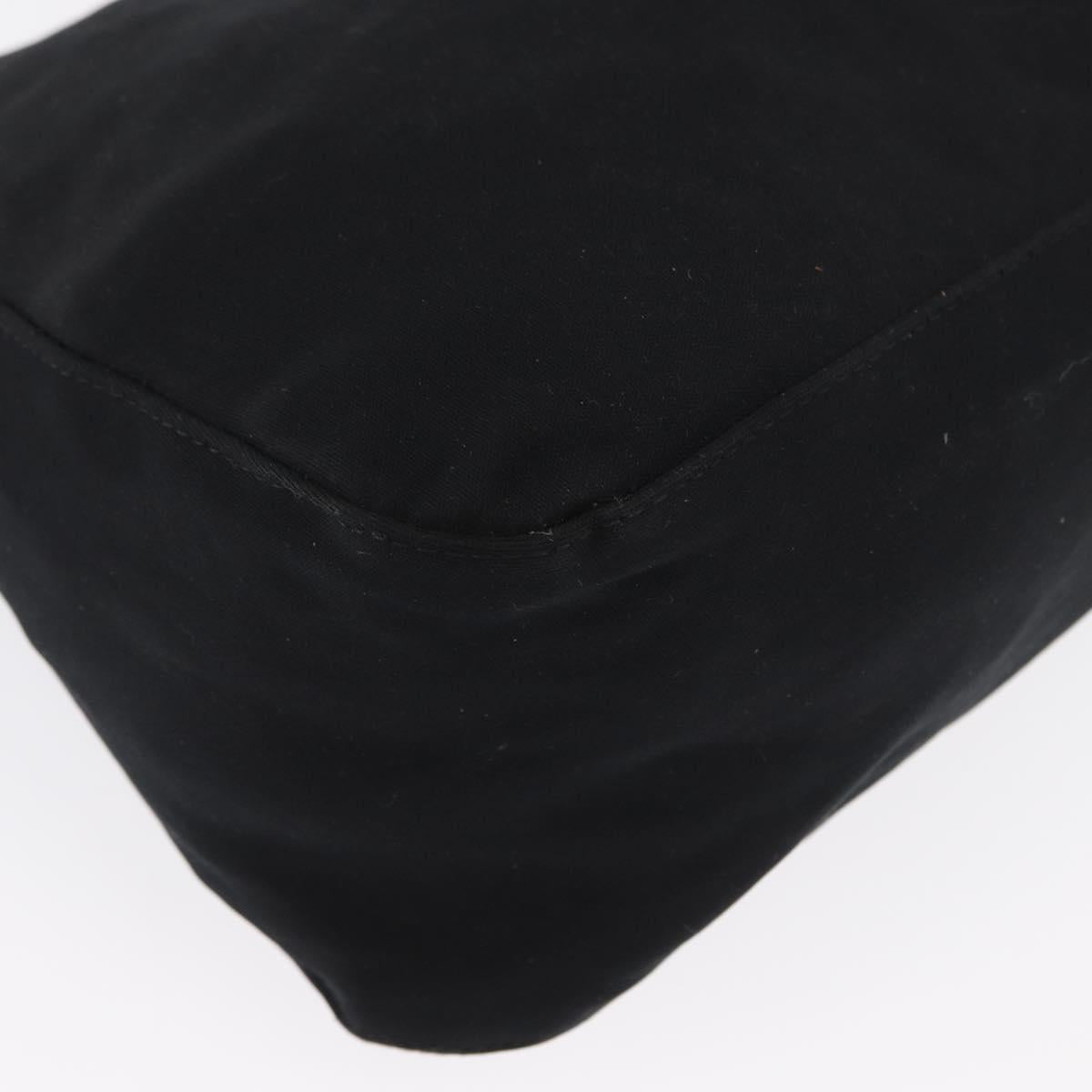 FENDI Mamma Baguette Shoulder Bag Nylon Black Silver Auth 166448