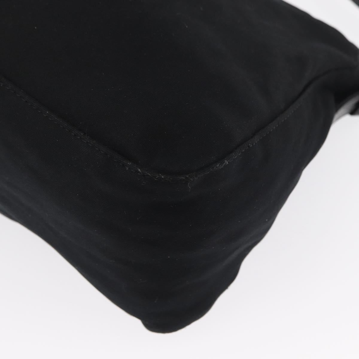 FENDI Mamma Baguette Shoulder Bag Nylon Black Silver Auth 166448