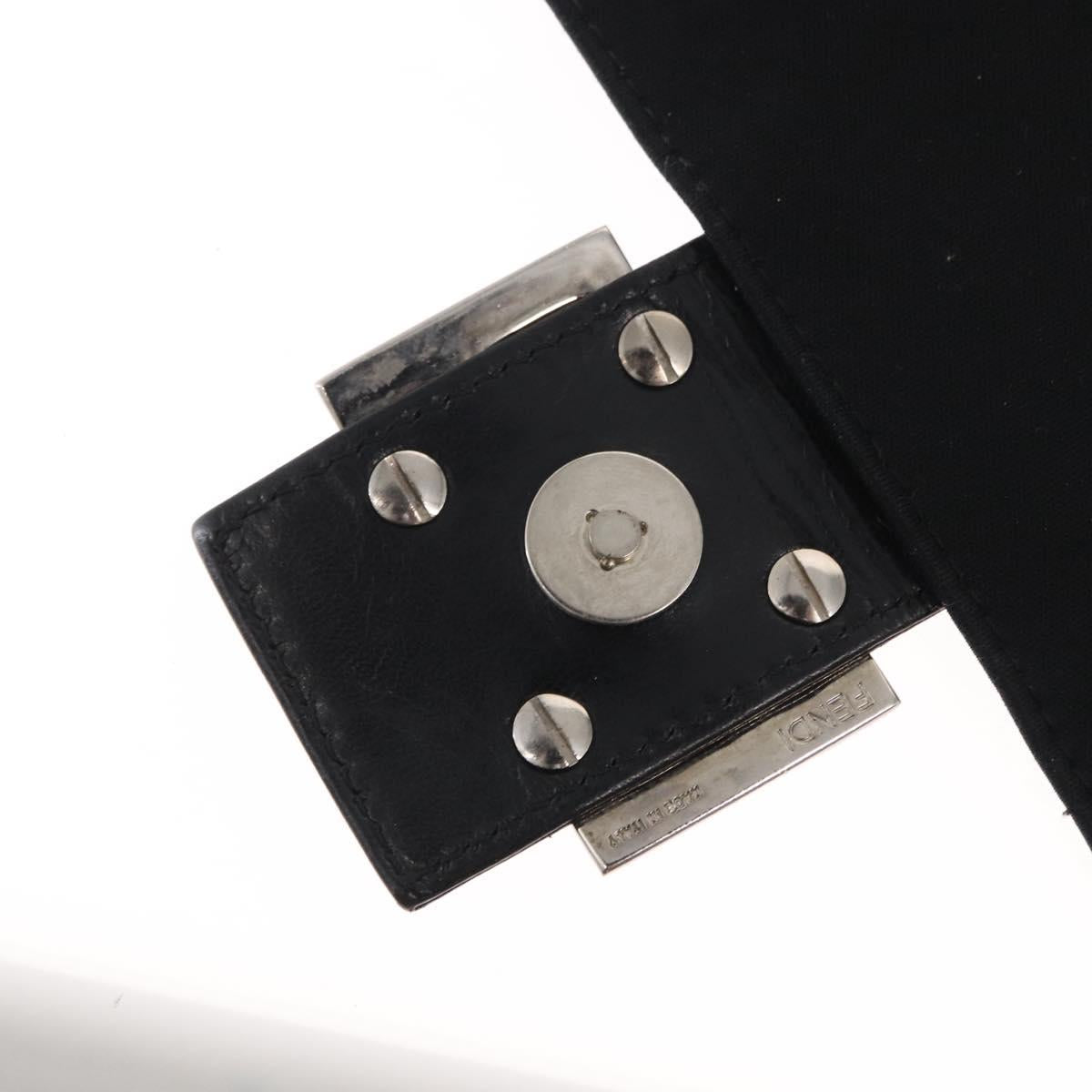 FENDI Mamma Baguette Shoulder Bag Nylon Black Silver Auth 166448