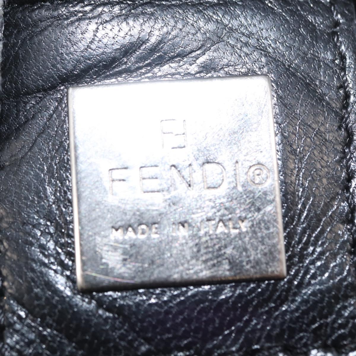 FENDI Mamma Baguette Shoulder Bag Nylon Black Silver Auth 166448