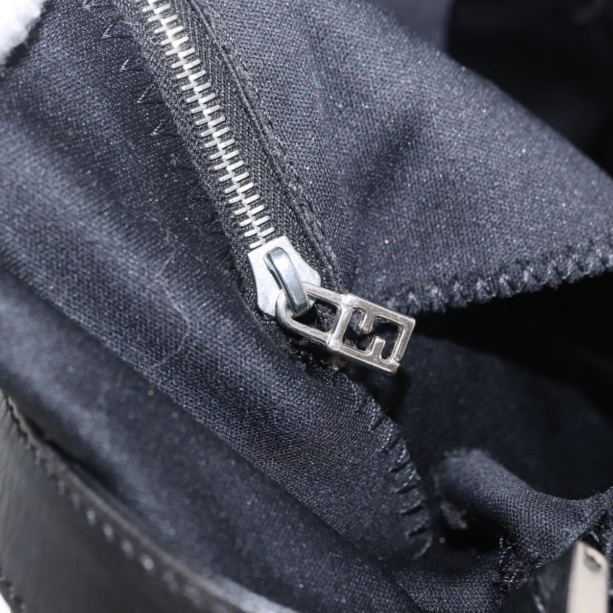 FENDI Mamma Baguette Shoulder Bag Nylon Black Silver Auth 166448