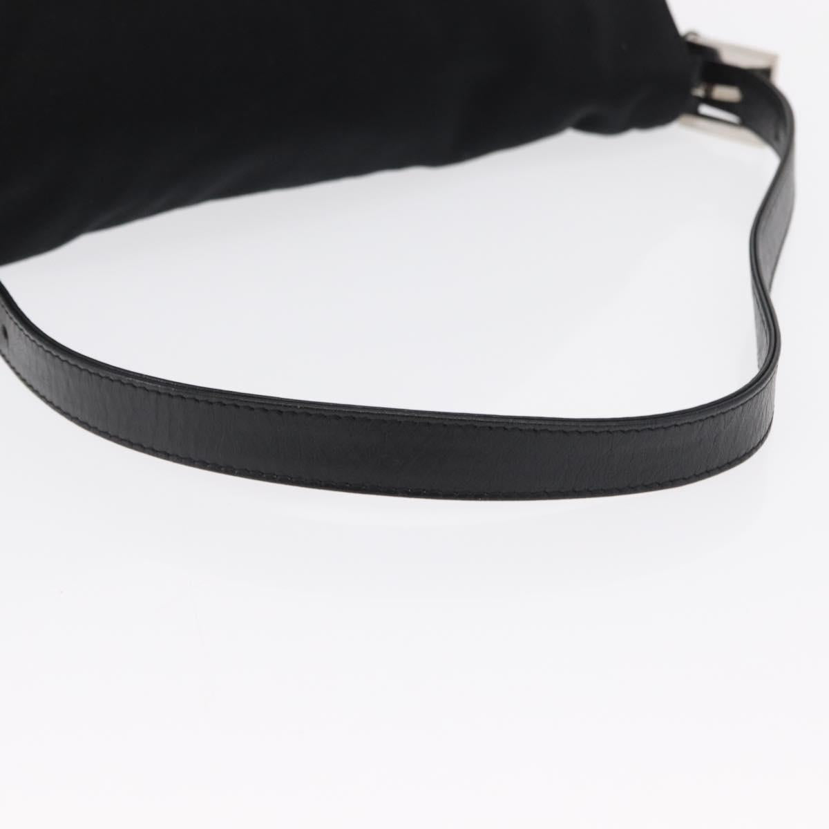 FENDI Mamma Baguette Shoulder Bag Nylon Black Silver Auth 166448