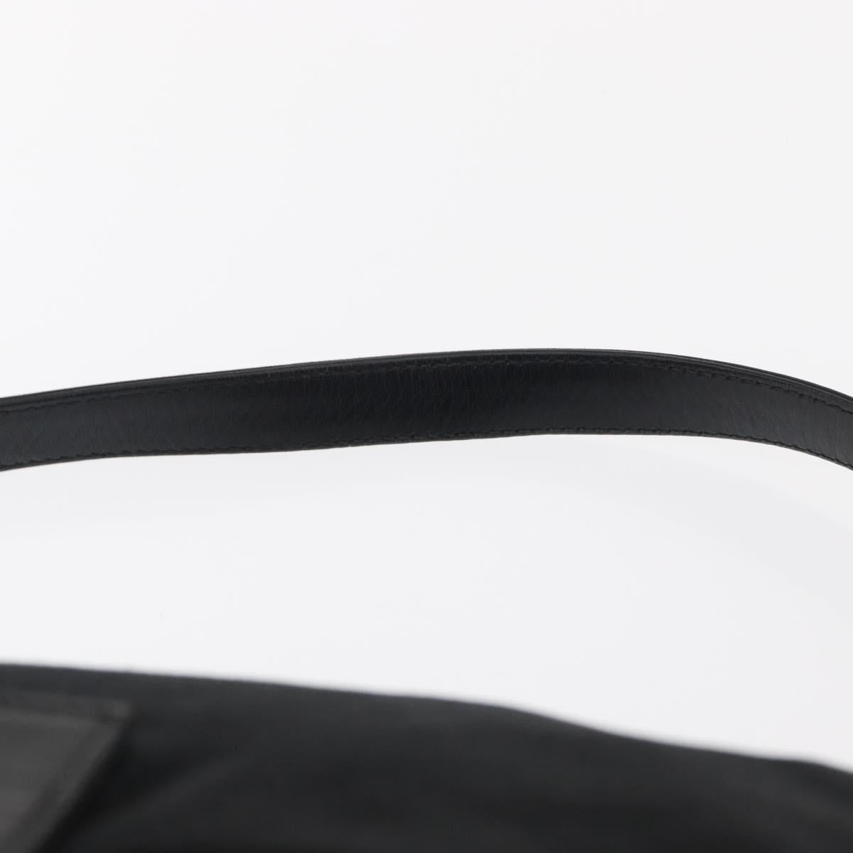 FENDI Mamma Baguette Shoulder Bag Nylon Black Silver Auth 166448