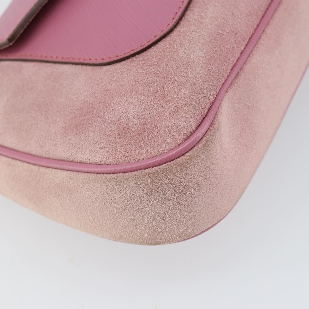Salvatore Ferragamo Gancini Shoulder Bag Suede Pink Silver Auth 166453