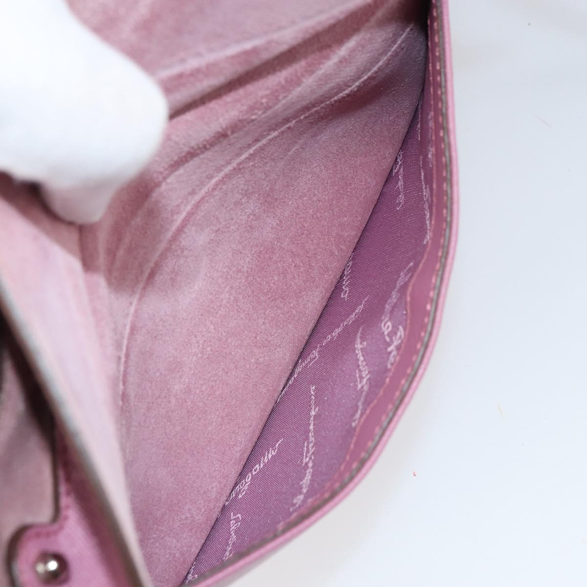 Salvatore Ferragamo Gancini Shoulder Bag Suede Pink Silver Auth 166453