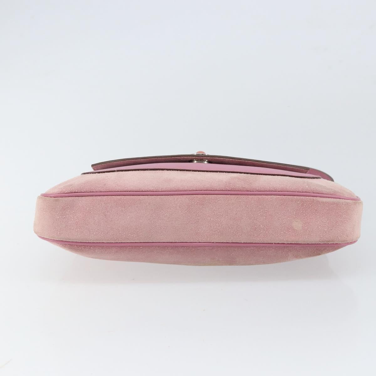 Salvatore Ferragamo Gancini Shoulder Bag Suede Pink Silver Auth 166453