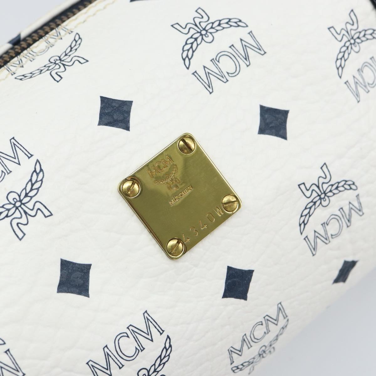 MCM Vicetos Logogram Shoulder Bag PVC Leather White Gold Auth 166456