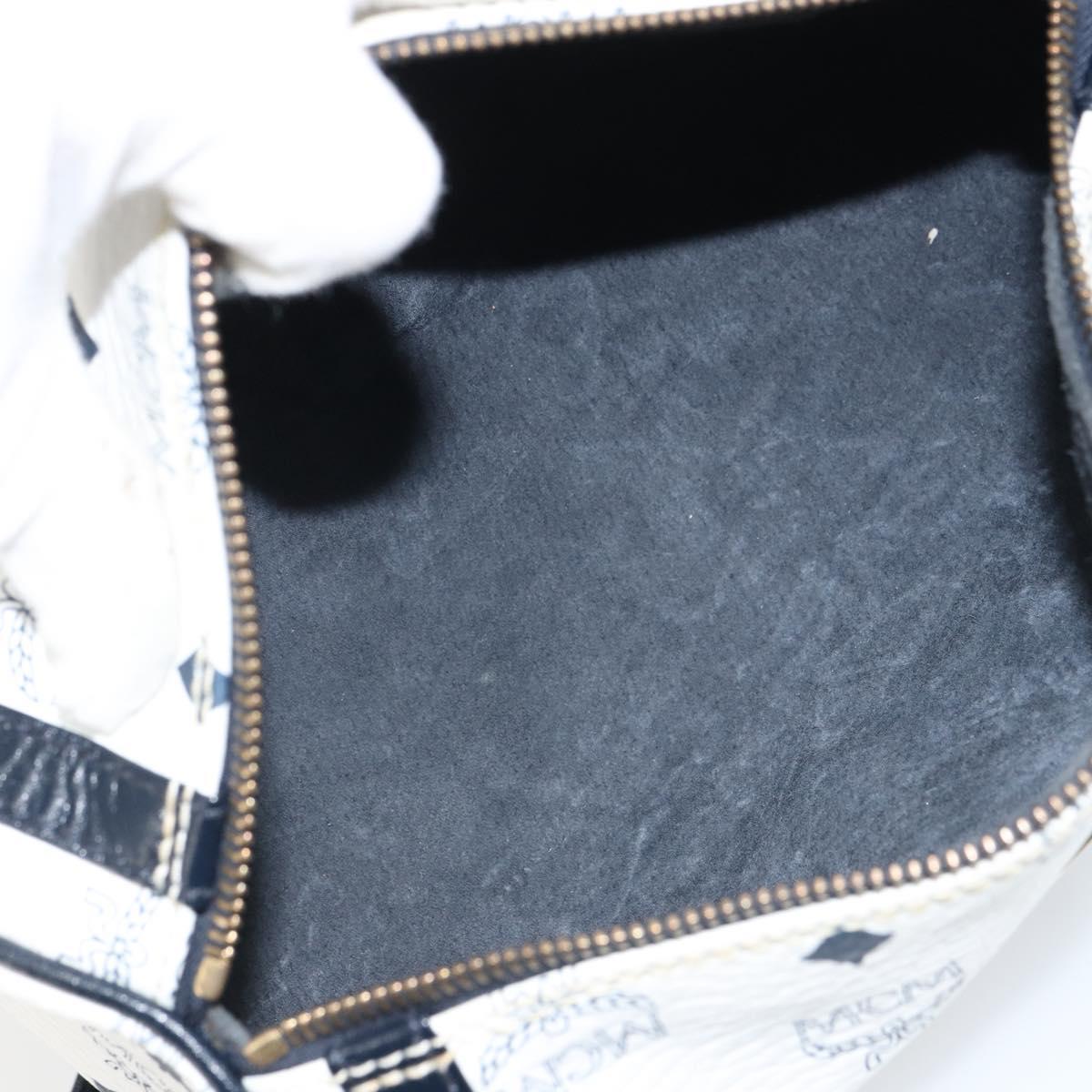 MCM Vicetos Logogram Shoulder Bag PVC Leather White Gold Auth 166456