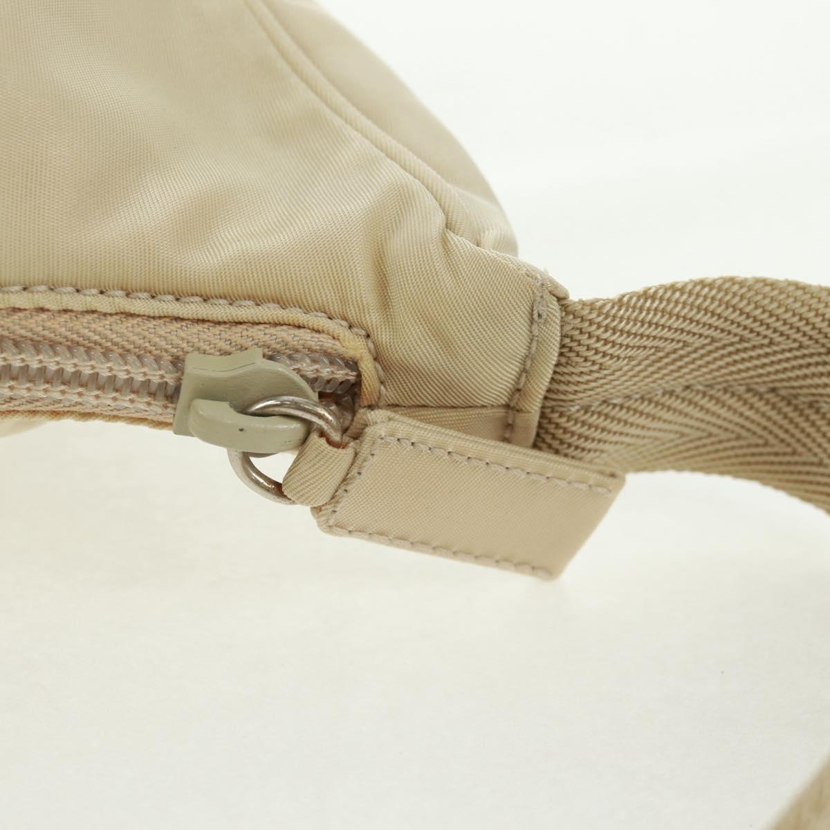 PRADA Hand Bag Nylon Ivory Silver Auth 166457