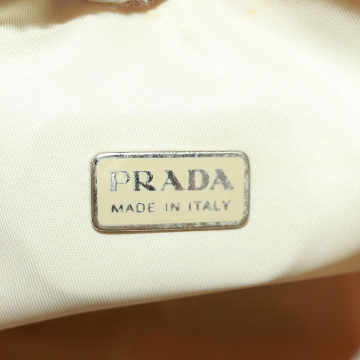 PRADA Hand Bag Nylon Ivory Silver Auth 166457